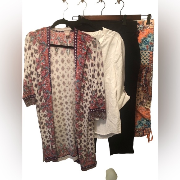 Chico’s Lot Four Kimono Pant Capri Blouse Sz. 1/M Casual Wardrobe Weekend - Picture 1 of 9